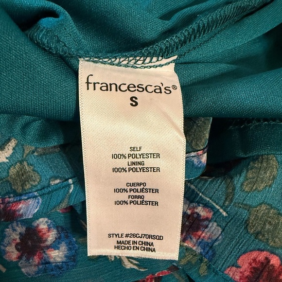 Francesca's Collections Green Boho Cottage Dress Size Small No Stretch Midi Zip - Picture 10 of 15